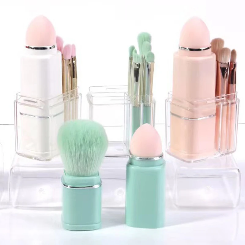 แปรงแต่งหน้าแบบยืดหดได้ 8 ชิ้น ขนแปรงนุ่มฟู สำหรับรองพื้น บลัชออน แป้ง อายแชโดว์ เครื่องมือแต่งหน้า