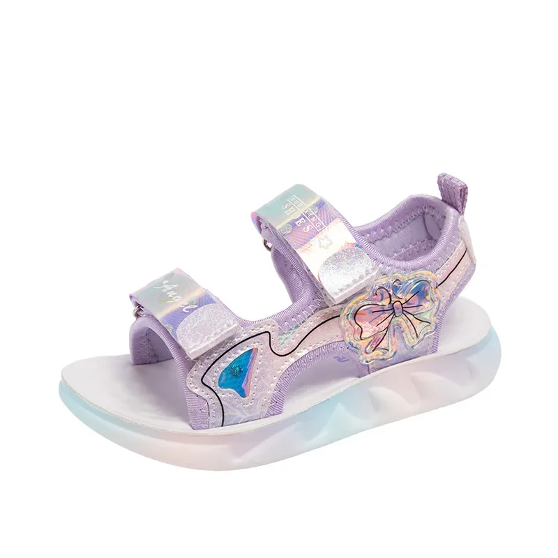 Girls Sandals Fashionable Soft Sole Cute Children's Princess Shoes 2024 New Little Girls Pink Non-Slip Summer Children's Shoes