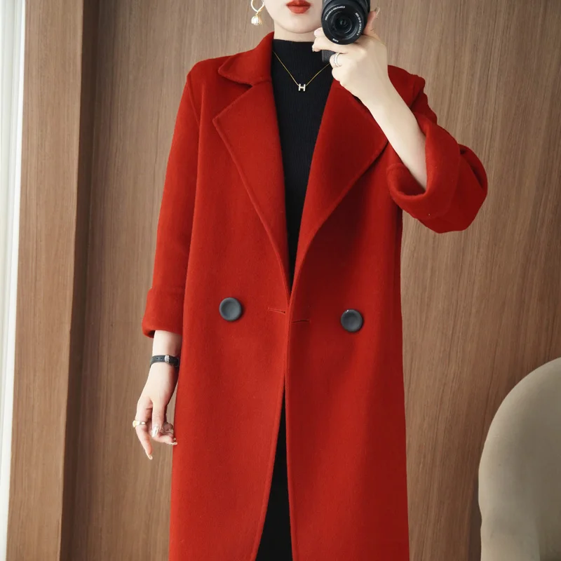 

New Double-Sided Wool 2025 New Double-Sided Wool Joker Long Women's Slim-Slim Coat Woman
