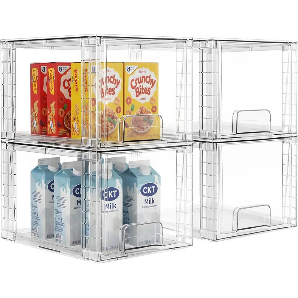 

Large Stackable Storage Drawers, Acrylic Undersink Organizers, Clear Plastic Bins for Pantry, Kitchen, Makeup, Perfume, Baby Bot