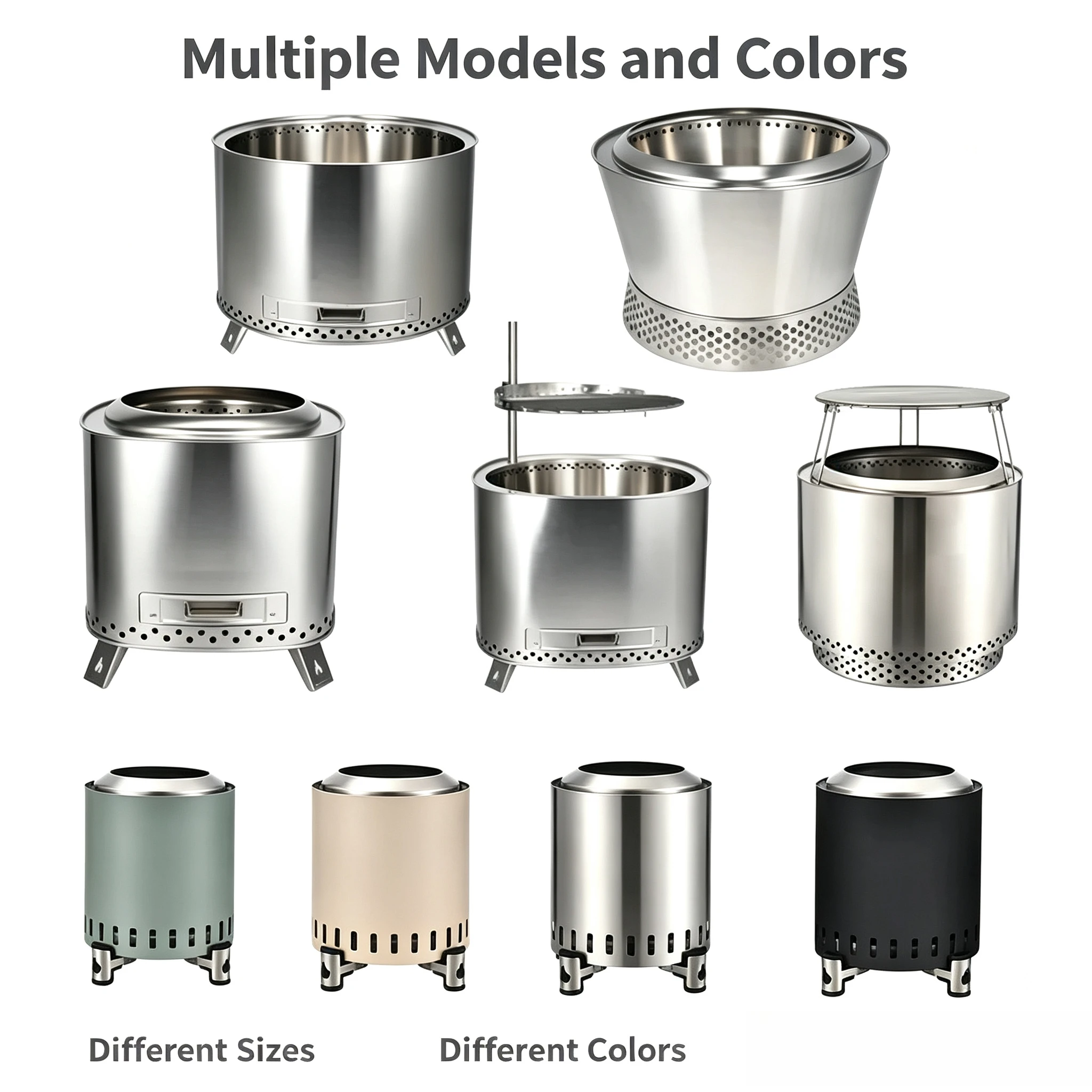 Upgraded Large Capacity Smokeless Stainless Steel Fire Pit Outdoor Wood Stove With Spark Guard For Garden Camping