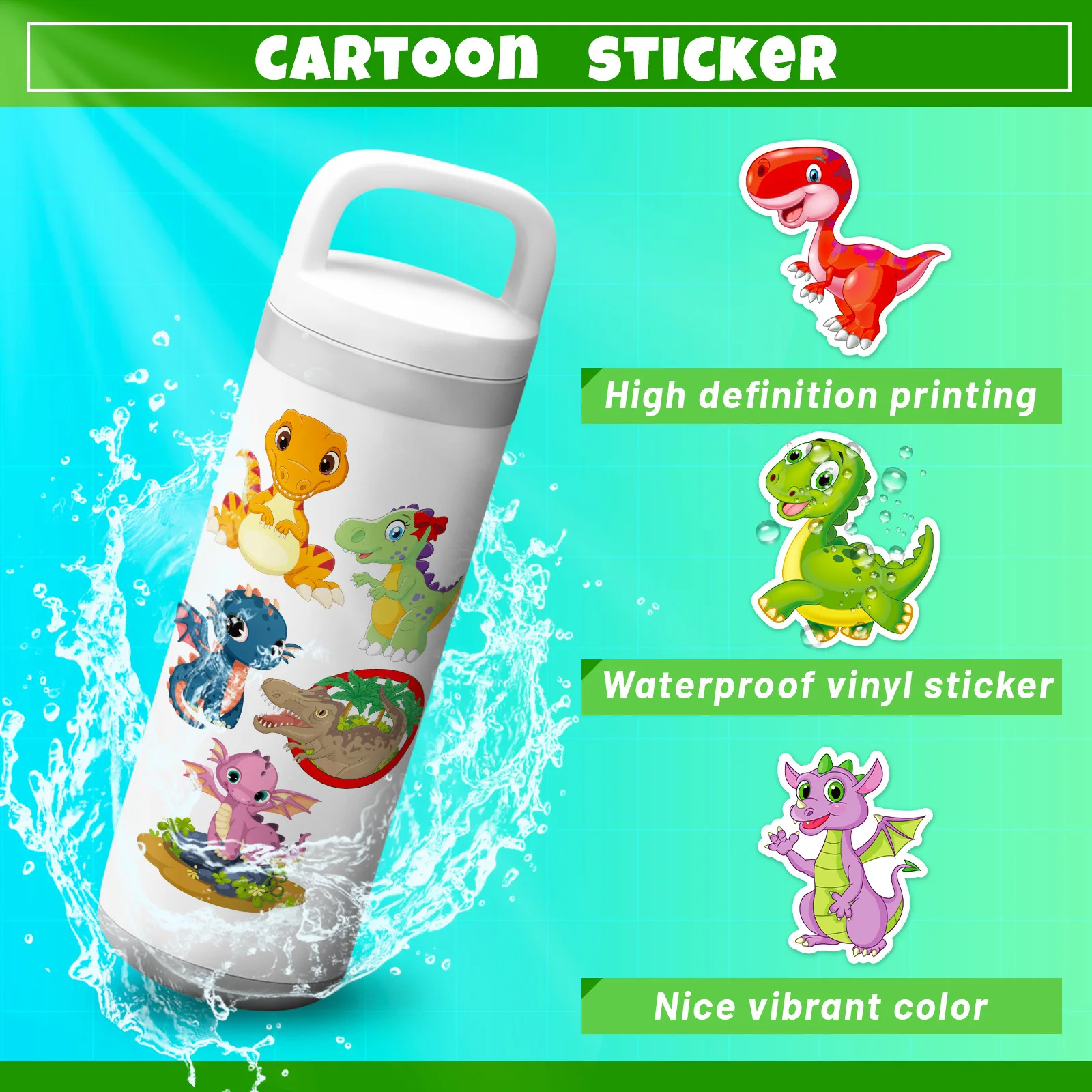 10/25/50pcs Cartoon Dinosaurs Graffiti Stickers for DIY Scrapbook Suitcase Water Bottle Phone Laptop Guitar Car Decal Toy