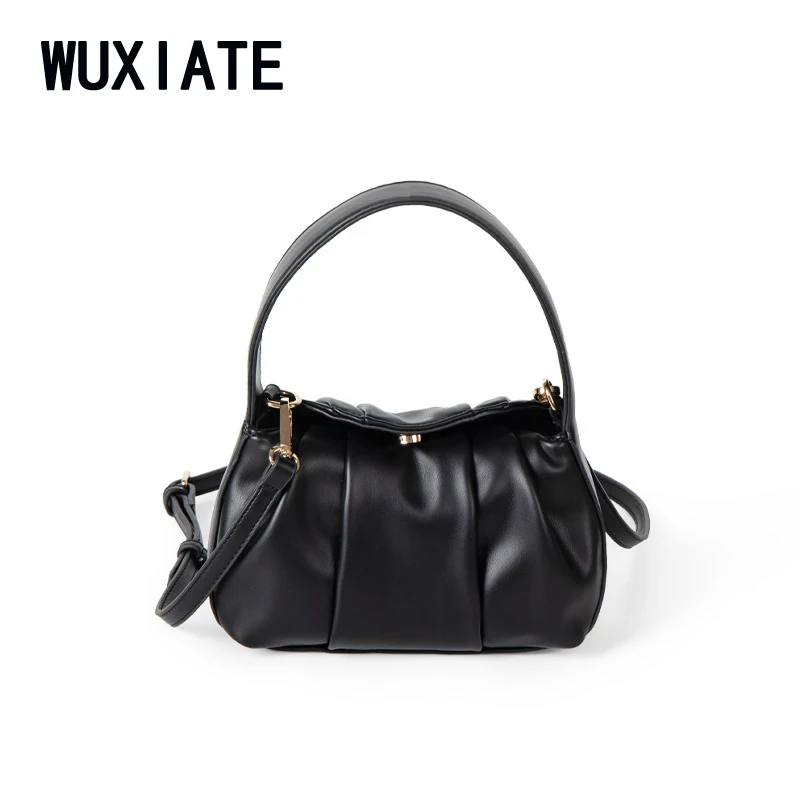 

WUXIATE Crossbody shoulder bag Fashion senior texture pleated handheld cloud bag