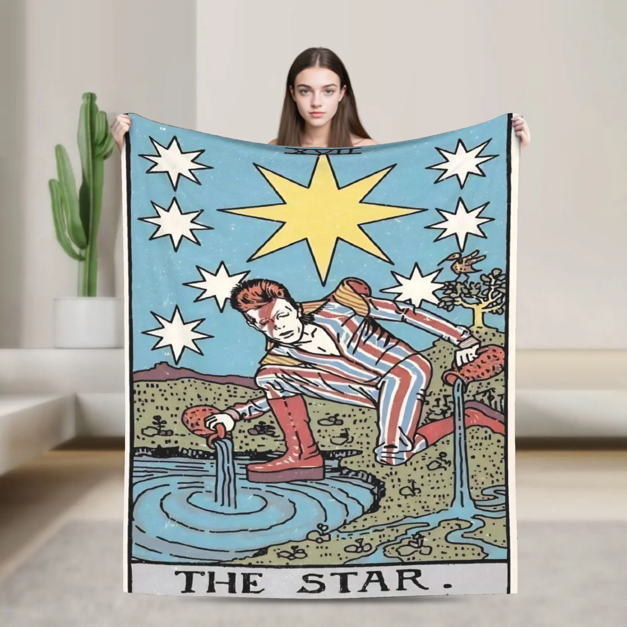 Davides Bowies Throw Blanket for Couch  Soft Fuzzy Plush Blanket 50x60 Inches Multi-size Bedspread for All Seasons