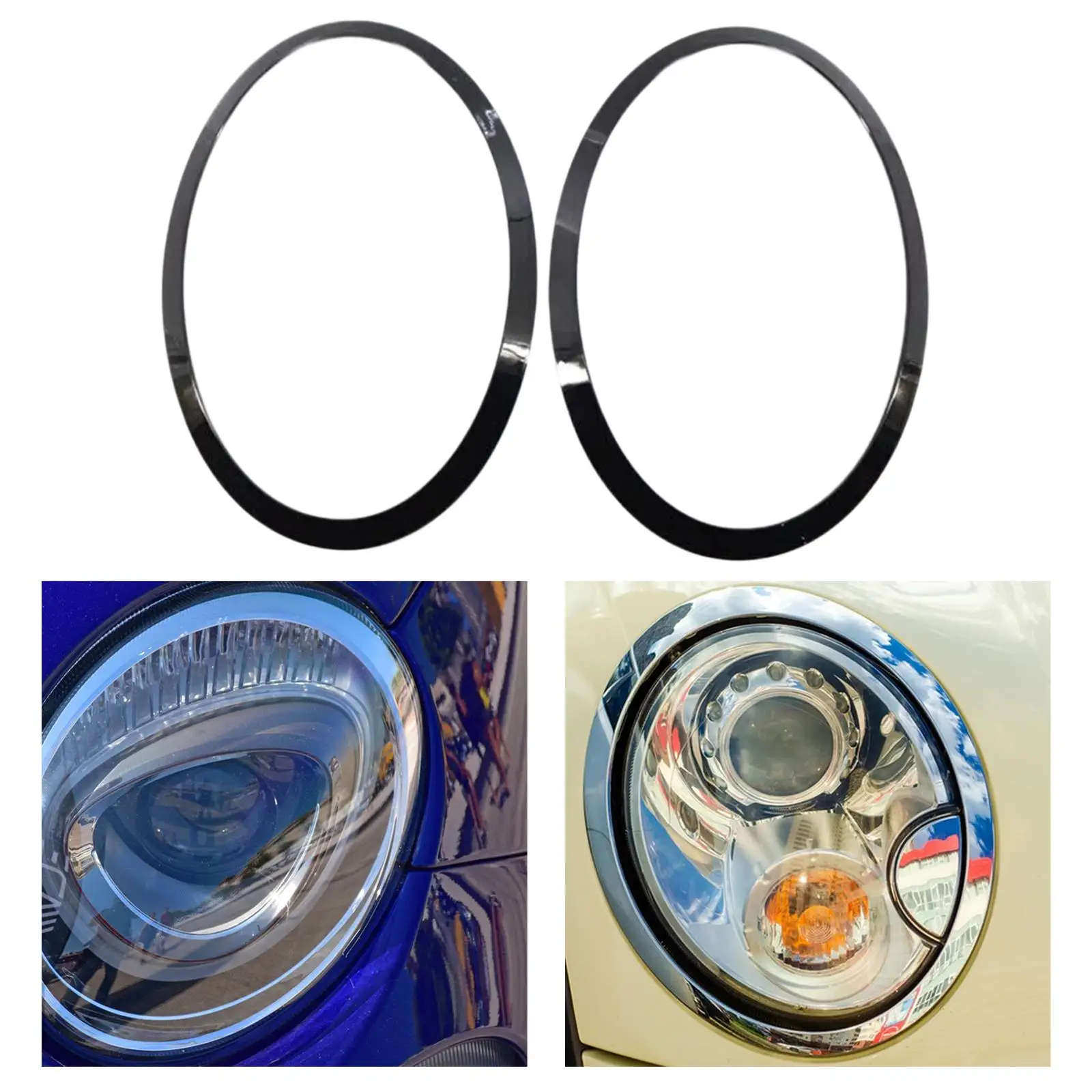 2x Headlight Trim Ring 51137449209 51137449210 Head Light Trims Left Right Gloss Black for Mini Cooper F57 F55 Repair Parts