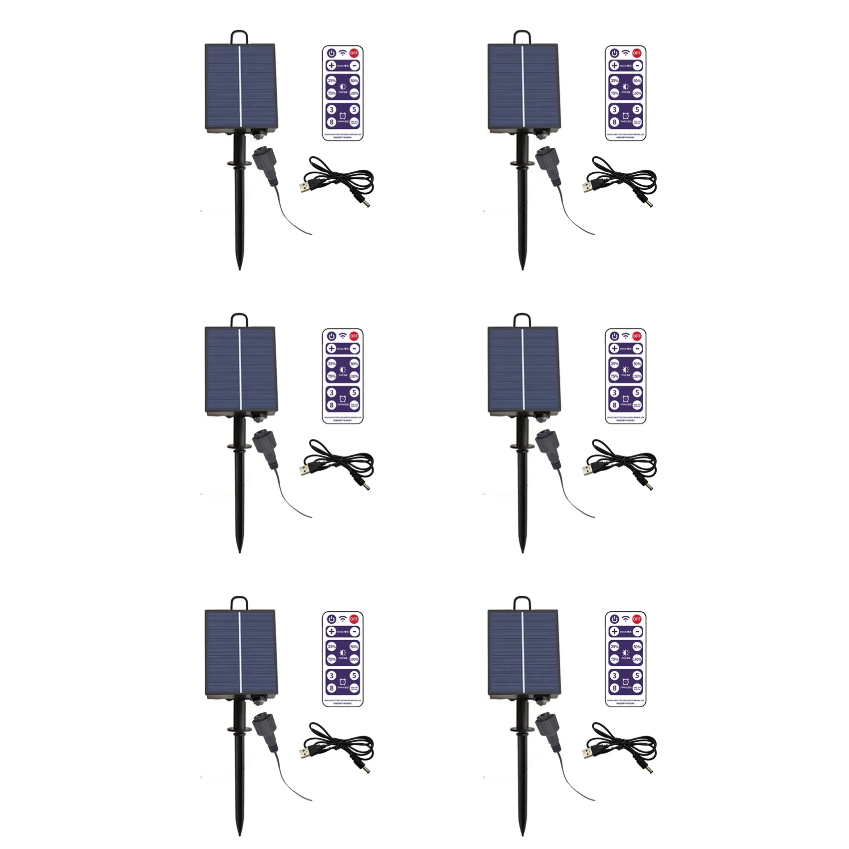 A98E-6X 1200Mah Solar Panel Control Box Kits Lithium Battery Panel For 3.7V 24V LED String Strip Lamp DC Charging