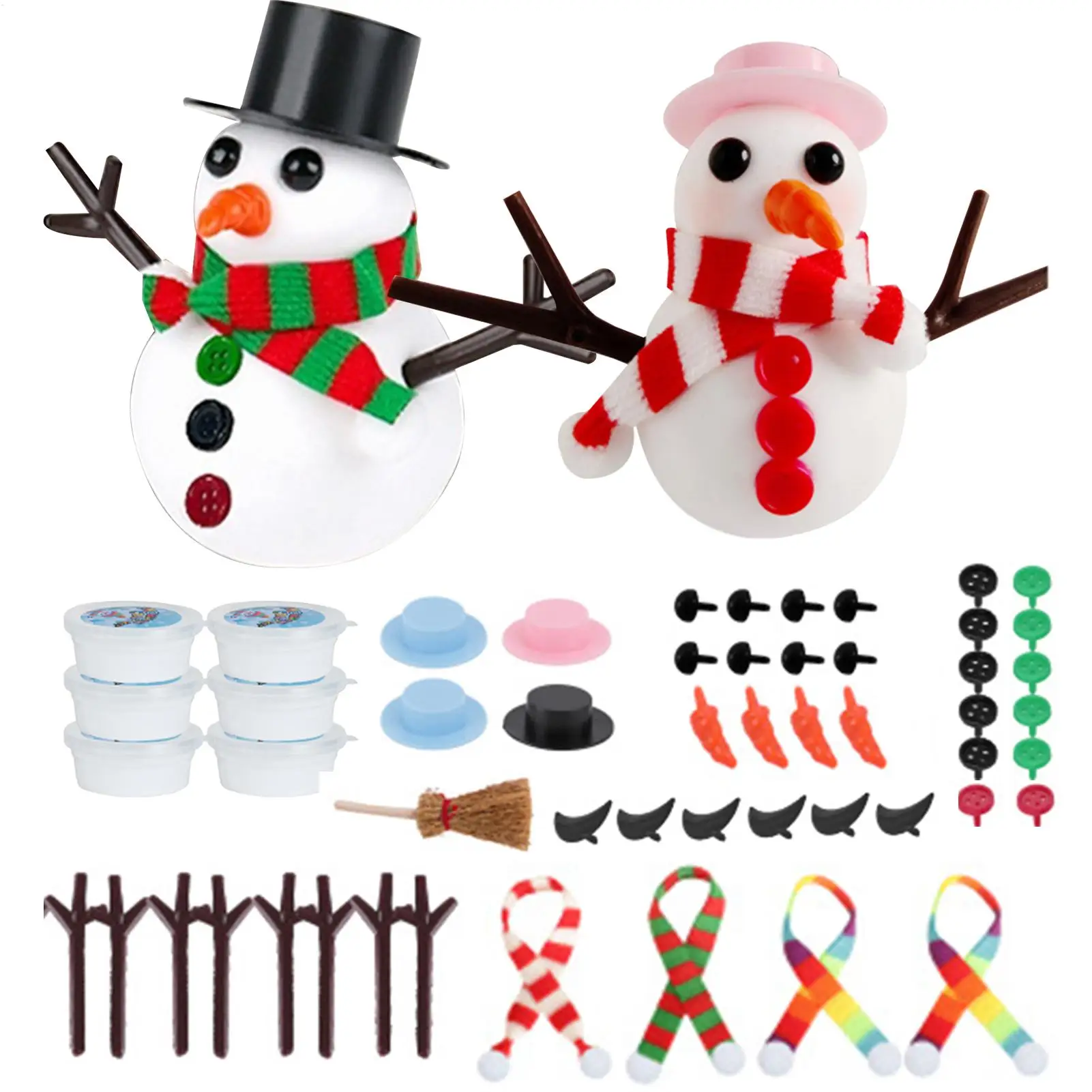 DIY Snowman Making Kit Christmas Winter Activity Clay Modeling Set Kids Art Crafts Educational Toys for Children Classroom Home