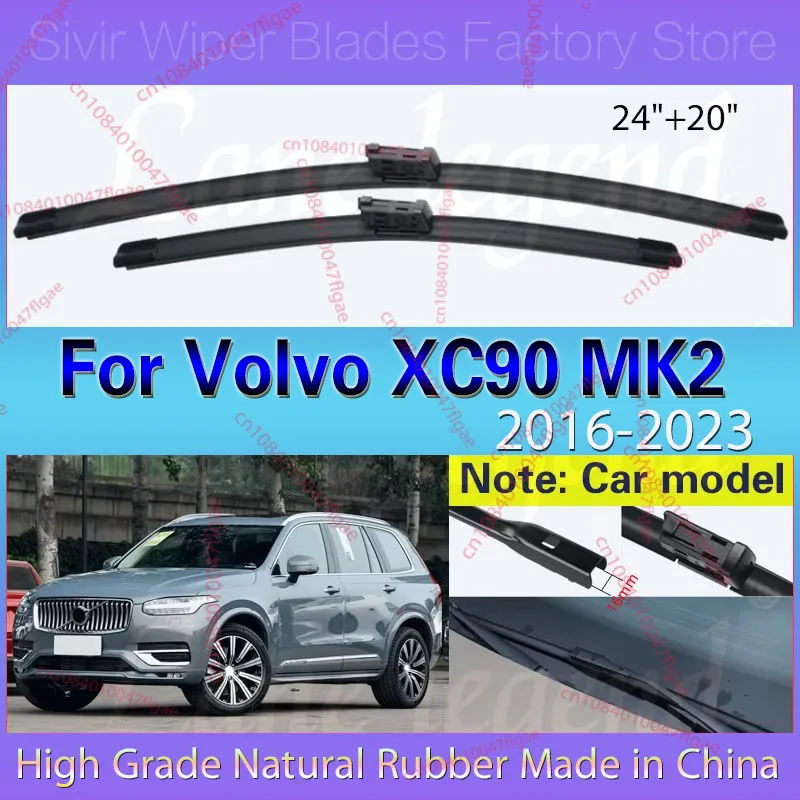 

Car Front Windshield Wipers For Volvo XC90 MK2 2016 - 2023 2022 Wiper Blade Rubber 24"+20" Car Windshield Windscreen Accessories