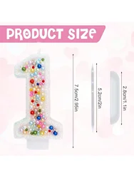 Birthday Number Candles, Pearl Sequin Happy Birthday Cake Candles for Ins Pink Theme Birthday Party Decoration,Handmade Sequin N