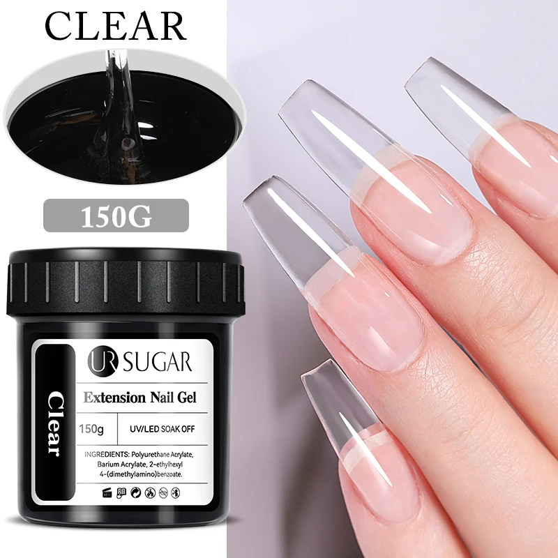 UR SUGAR 150g Clear Quick Extension Nail Gel with NailForms Soak Off UV LED Construction Gel Long Lasting Building UV Gel Polish