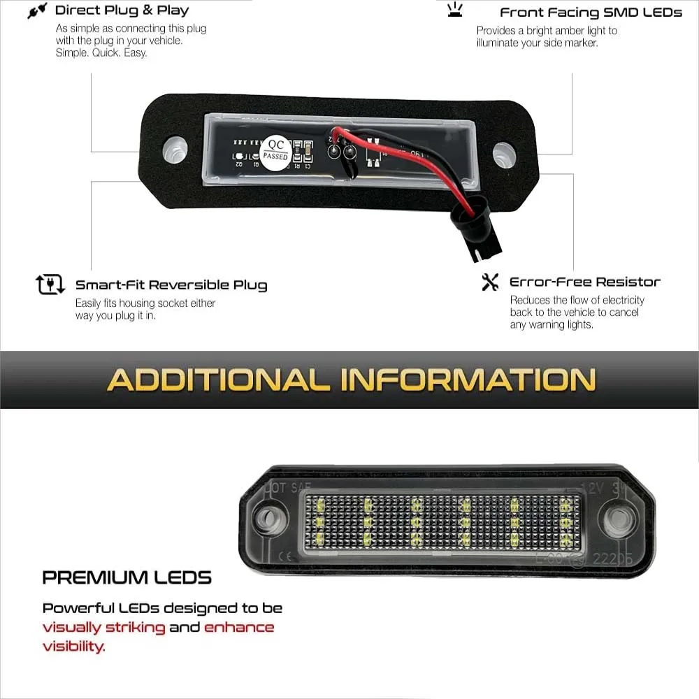 車のナンバープレート用の明るい白色のLEDライト,ナンバープレートランプ,トランクテールライト,ホンダシビックej,ek,ek3,CR-X,integra,sol,93-97, 2個