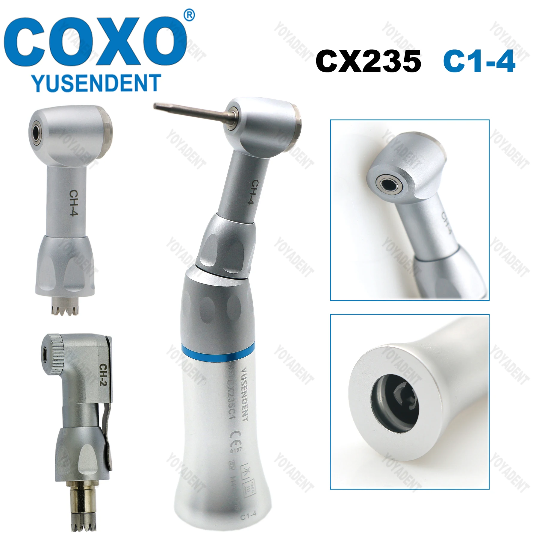 COXO Dental Handpiece Contra Angle Low Speed Handpiece Push Button Latch Wrench ISO E Type Fit NSK EX EC For 2.35mm Burs