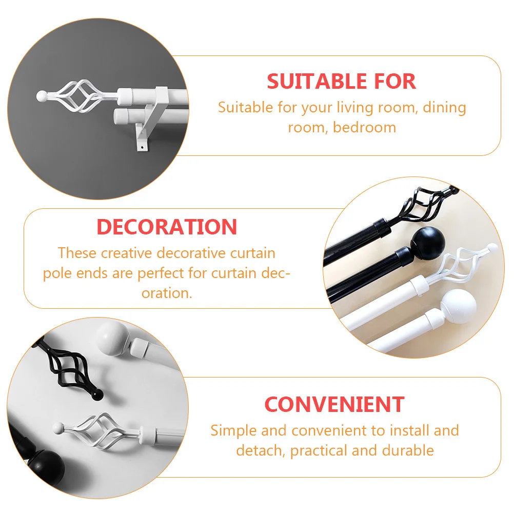 

2Pcs Roman Rod End Decorative Curtain Rod Heads Creative Iron Material Curtain Pole End Caps Ideal for Home Decor