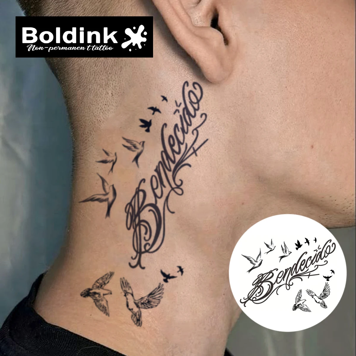 Praying Birds Temporary Tattoo,Lasts To 15 Days New Technology Magic Waterproof Semi Permanent Sticker. - view 2