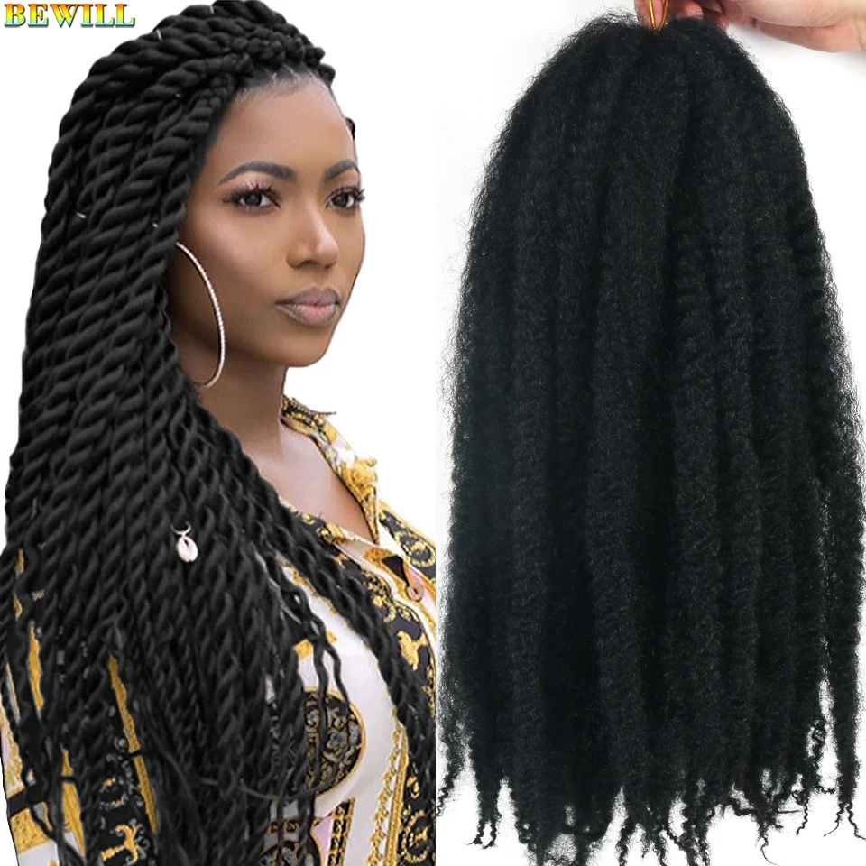 Bewill 18 Inch Marley Braids Hair for Twists Crochet Afro Kinky Bob Marley Twists Hair Synthetic Marley Braiding Hair Extensions