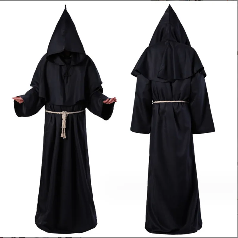 Halloween cos Kostüm altes Kostüm mittelalter liche Mönch Kleidung Mönch Robe Zauberer Kleidung Priester Kleidung Party cos Zauberer Umhang