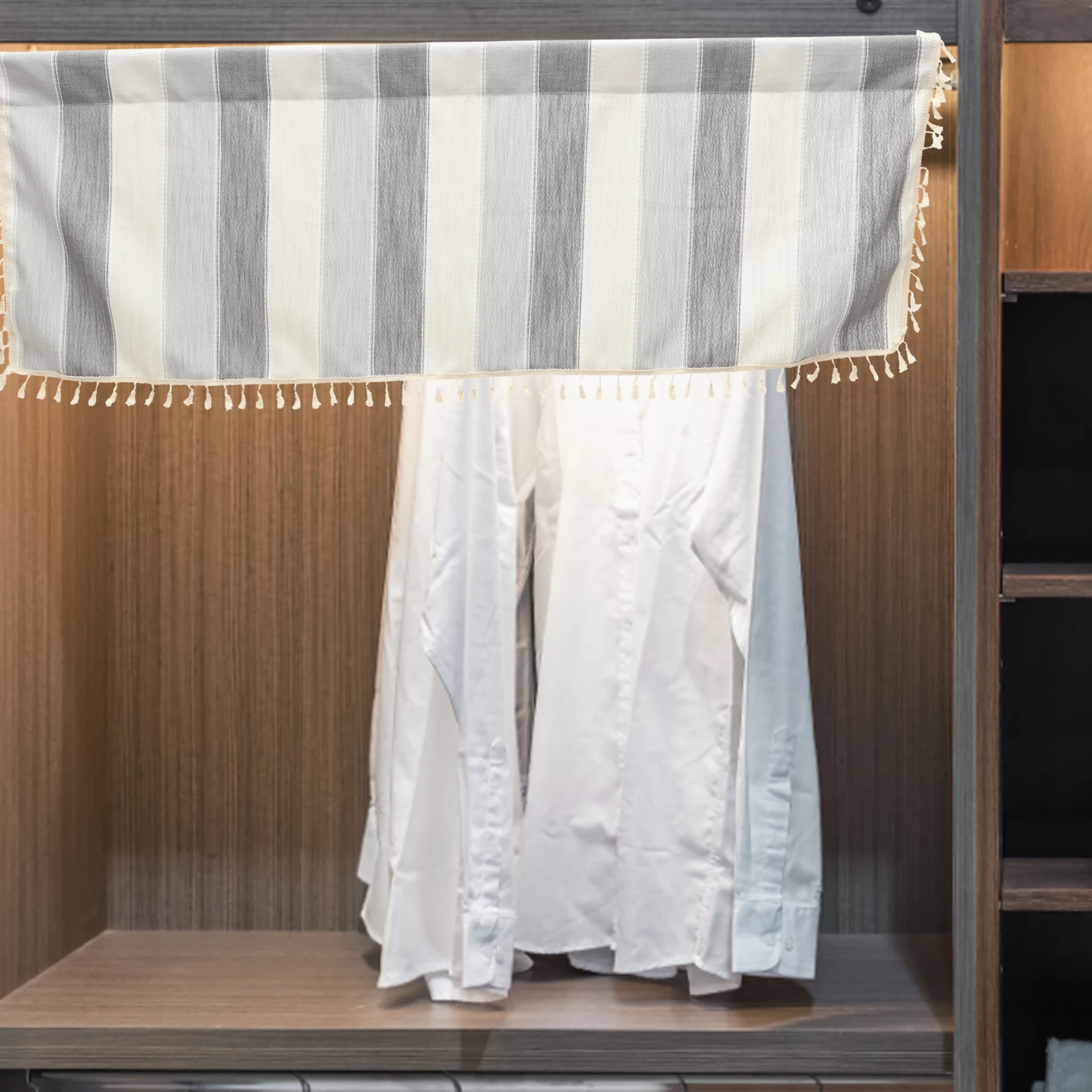 

Short Curtain Kitchen Partition Linen Stripe Curtain Easy Clean for Bathroom Restaurant Kitchen Window Cafe