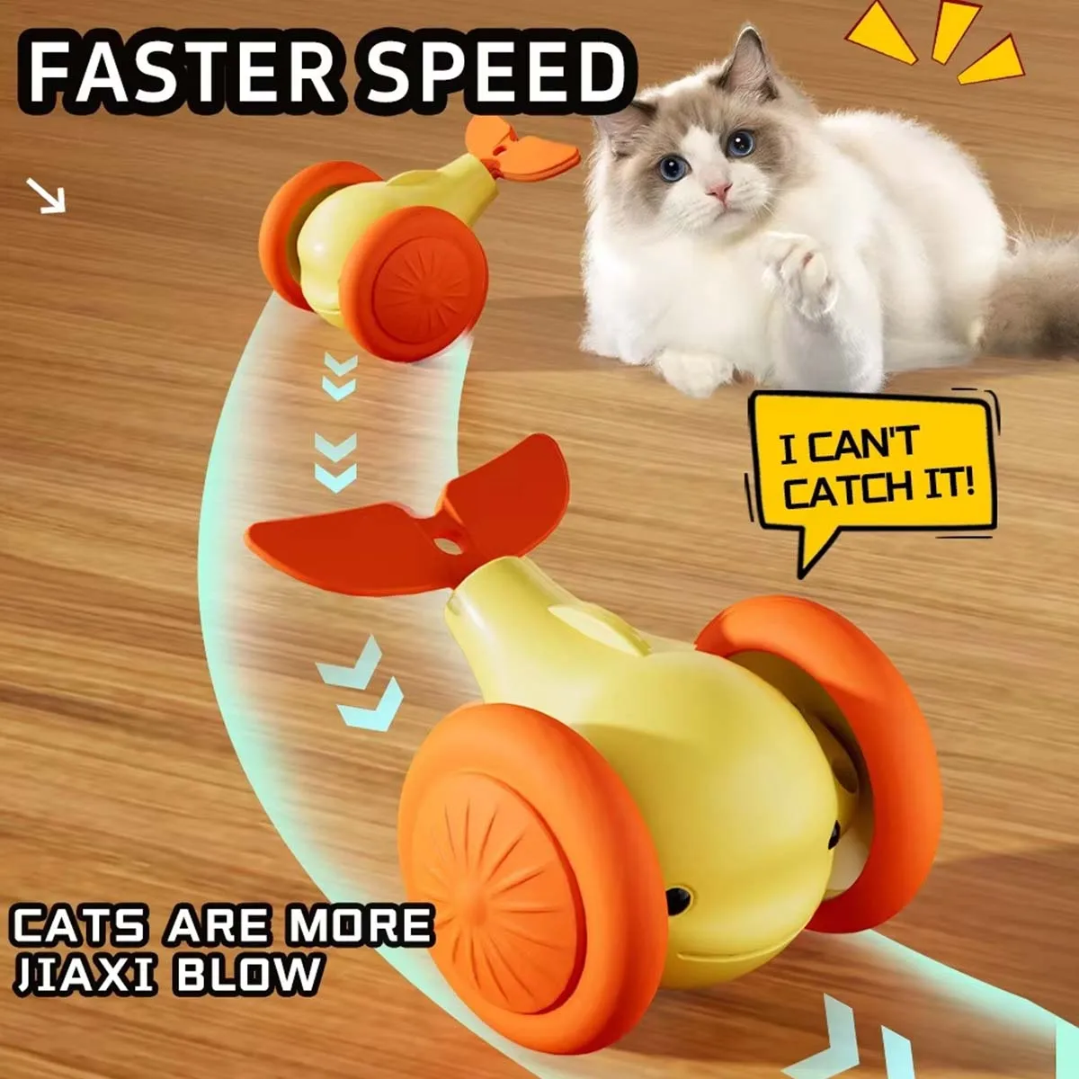 Rechargeable Interactive Electric Cat Toy Car Automatic Rolling Teaser Smart Pet Toy with Intelligent Obstacle Avoidance for Cat