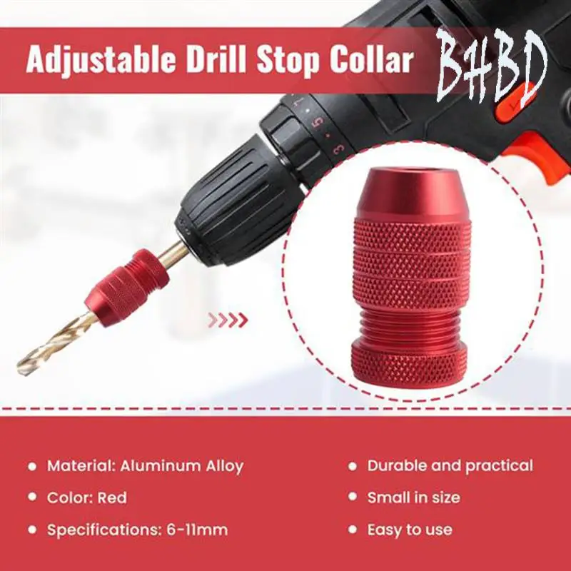 

BHBD-Adjustable Drill Stop Collar 6-11Mm Drill Bit Drill Depth Stop 2-5Mm Drill Bit Drill Stop Collar Location Drill Bit