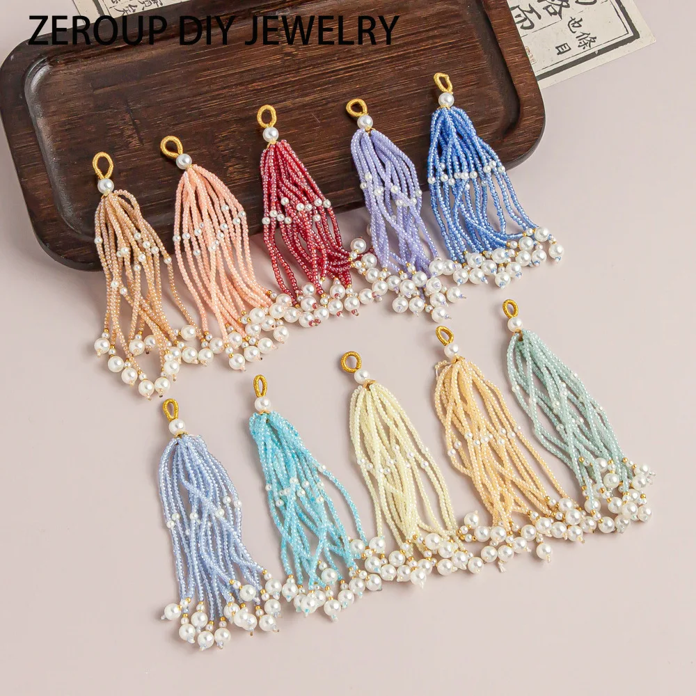 Hand woven crystal stone fringed pearl DIY handmade jewelry accessories work in progress pendant1piece