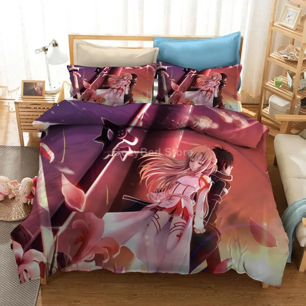 Sword Art Online Bedding Set 3d Duvet Cover Sets Comforter Bed Linen Twin Queen King Single Size Home Decor Fashion Kids Anime