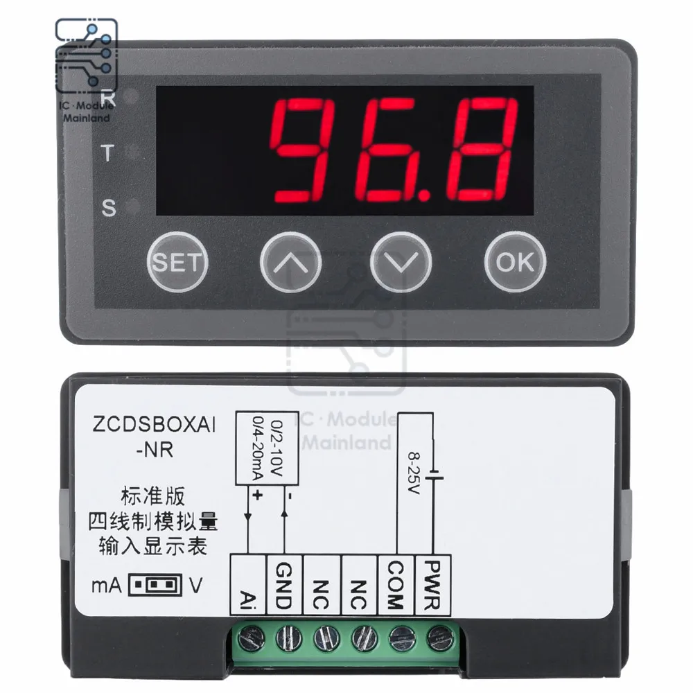 0-10V 0-20mA 2-10V 4-20mA 4-Wire Analog Input (Reception) Display Meter Value Display of Output Sensor