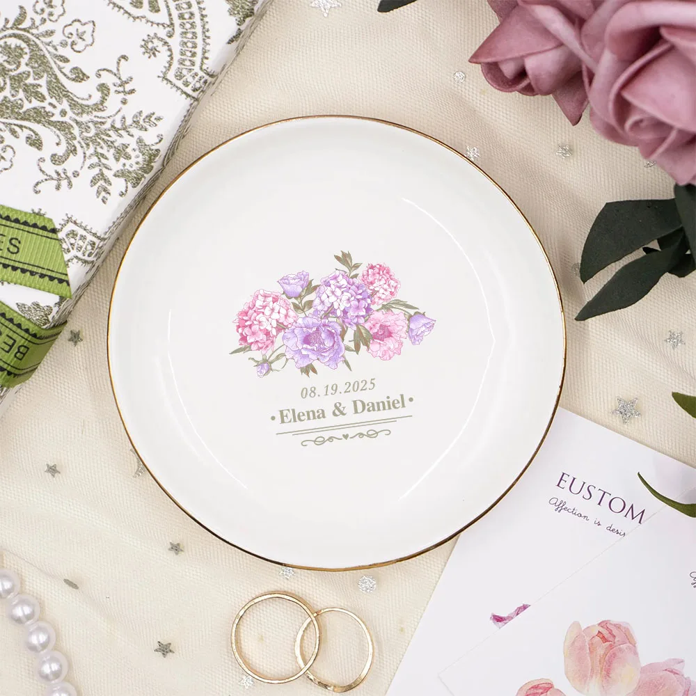 Personalized Engagement Ring Dish Custom Engagement Ring DishDate Jewelry Dish Couples Anniversary Gifts Wedding Gifts for Bride