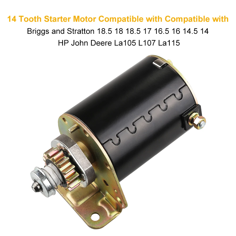 Heavy Duty 12V 14 Tooth Starter Motor, Lawn Ride On Mower Starter Replacement Compatible with Briggs and Stratton OE 693551 6935