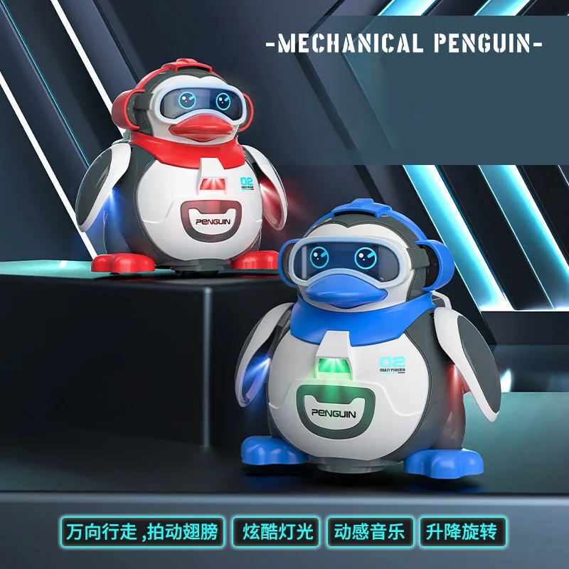 Nuevos juguetes eléctricos de pingüinos mecedores, dibujos animados, música brillante giratoria Universal, juguetes para caminar de educación temprana para niños y bebés, regalos