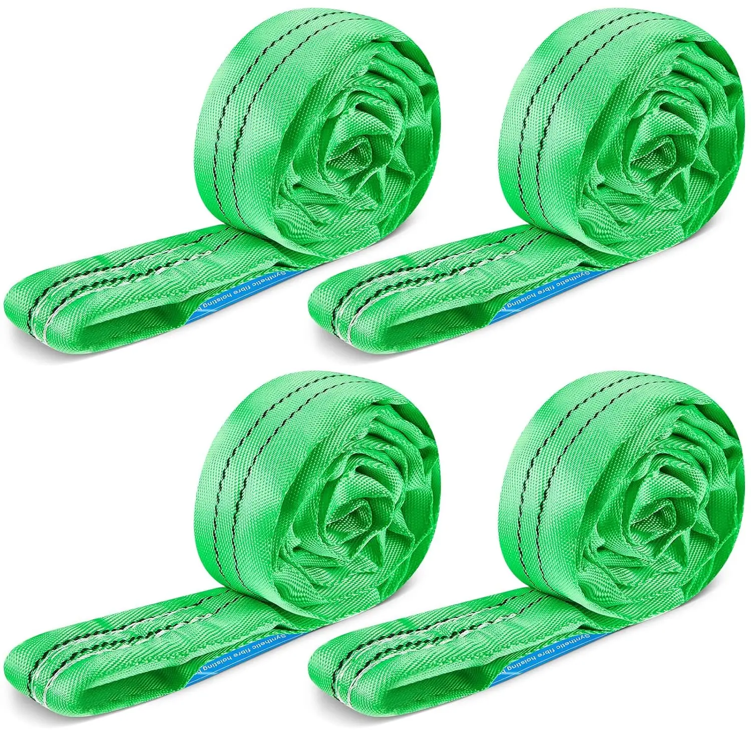 

4 Pcs Heavy Duty Polyester Lifting Slings for Hoist Towing Moving Furniture, 8400 LB Capacity (Green)