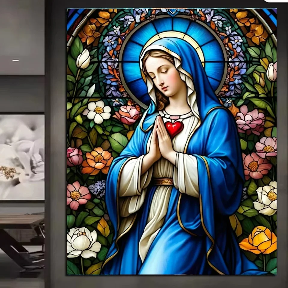 Blessed Virgin Mary Stained Glass DIY Diamond Painting Cross Stitch Kits Full Diamond Mosaic Embroidery Sale For Home Decor