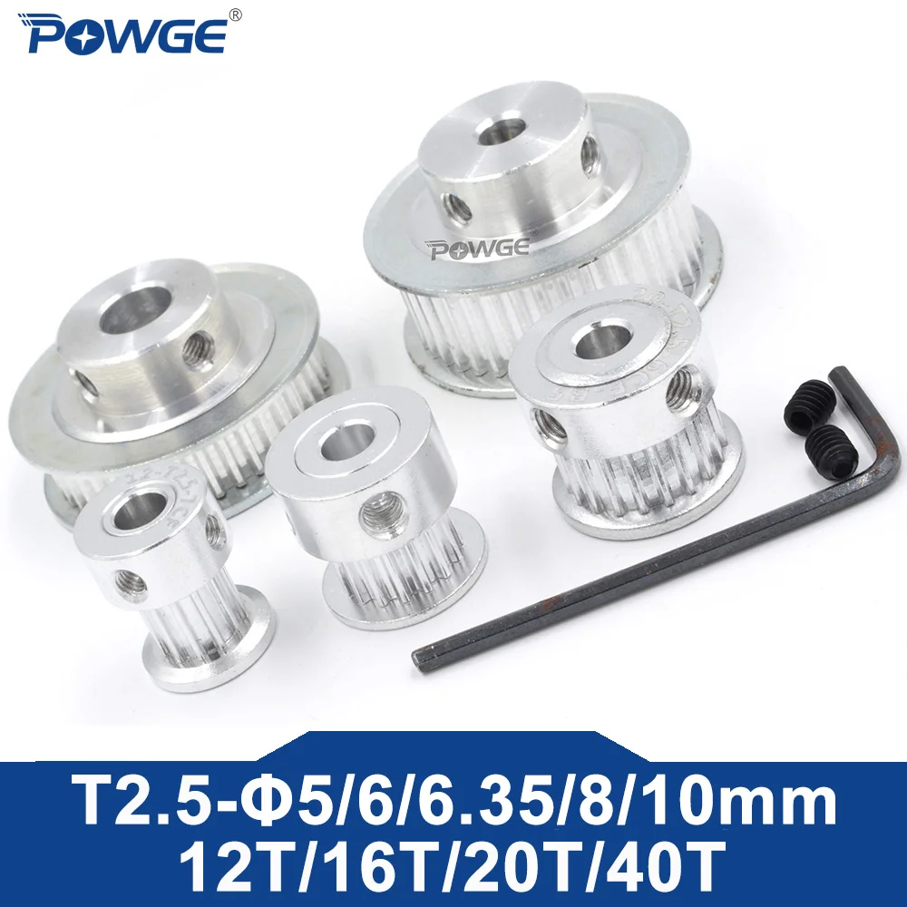 POWGE 12 16 20 40 Teeth T2.5 Timing Pulley Bore 5-10mm For Belt Width 6/10mm 12T 16T 20T 40T 12Teeth 16Teeth 20Teeth 40Teeth