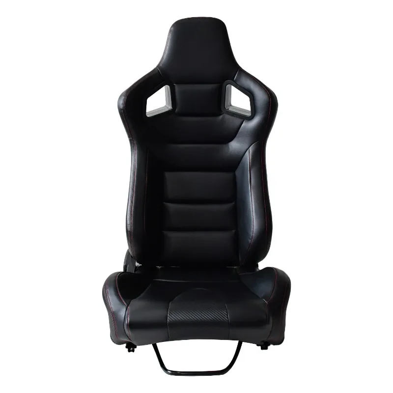 Universal Black PVC Leather Sports Seat, Single Regulator Double Rail Racing Seat