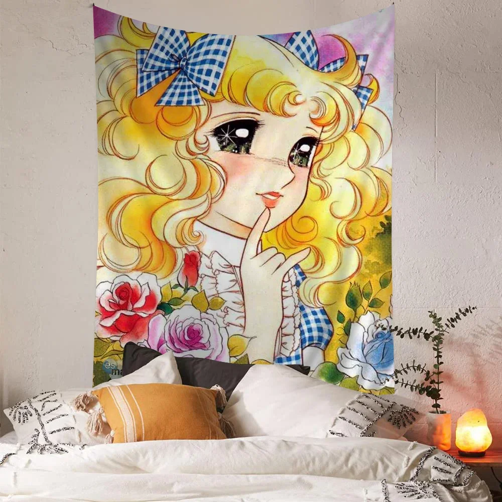 Anime Manga Candy Anime Colorful Tapestry Wall Hanging Bohemian Wall Tapestries Mandala Wall Hanging Sheets