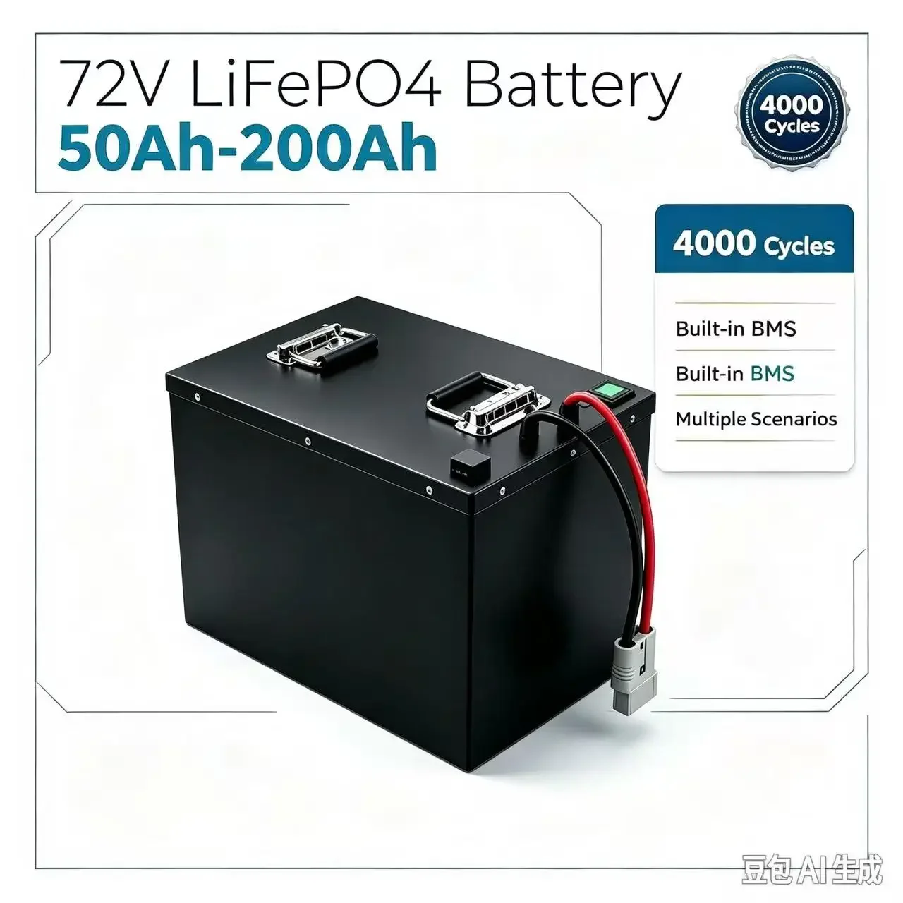 Batterie LiFePO4 72V avec BMS Bluetooth & APP de surveillance. 50Ah à 200Ah, puissance maximale 8000W, adaptée pour trottinette