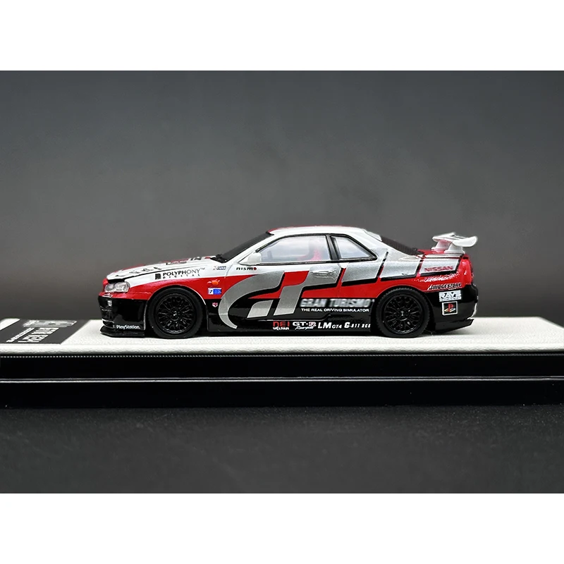 CA In Stock 1:64 Skyline GTR R34 Open Hood Container Diecast Diorama Car Model Collection Miniature Toy Cool Art