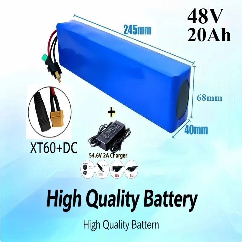 For Hoverboard&Scooter High Power Battery Pack–48V 10Ah Ultra-Large Capacity with BMS Protection+54.6V Charger Replacement Spare