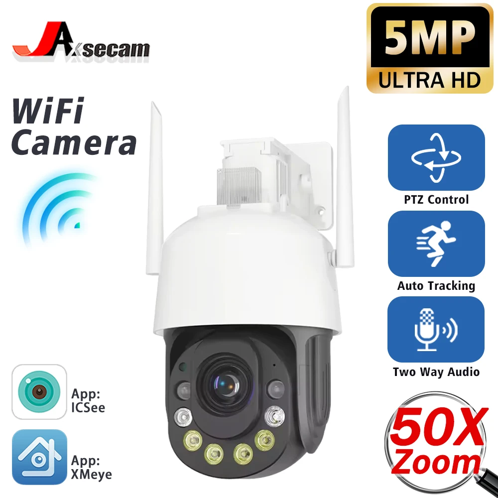 50x Optical Zoom Wifi Security Surveillance Camera Outdoor 5MP Wireless CCTV Human Detection WiFi PTZ IP Dome Camera 2 Way Audio