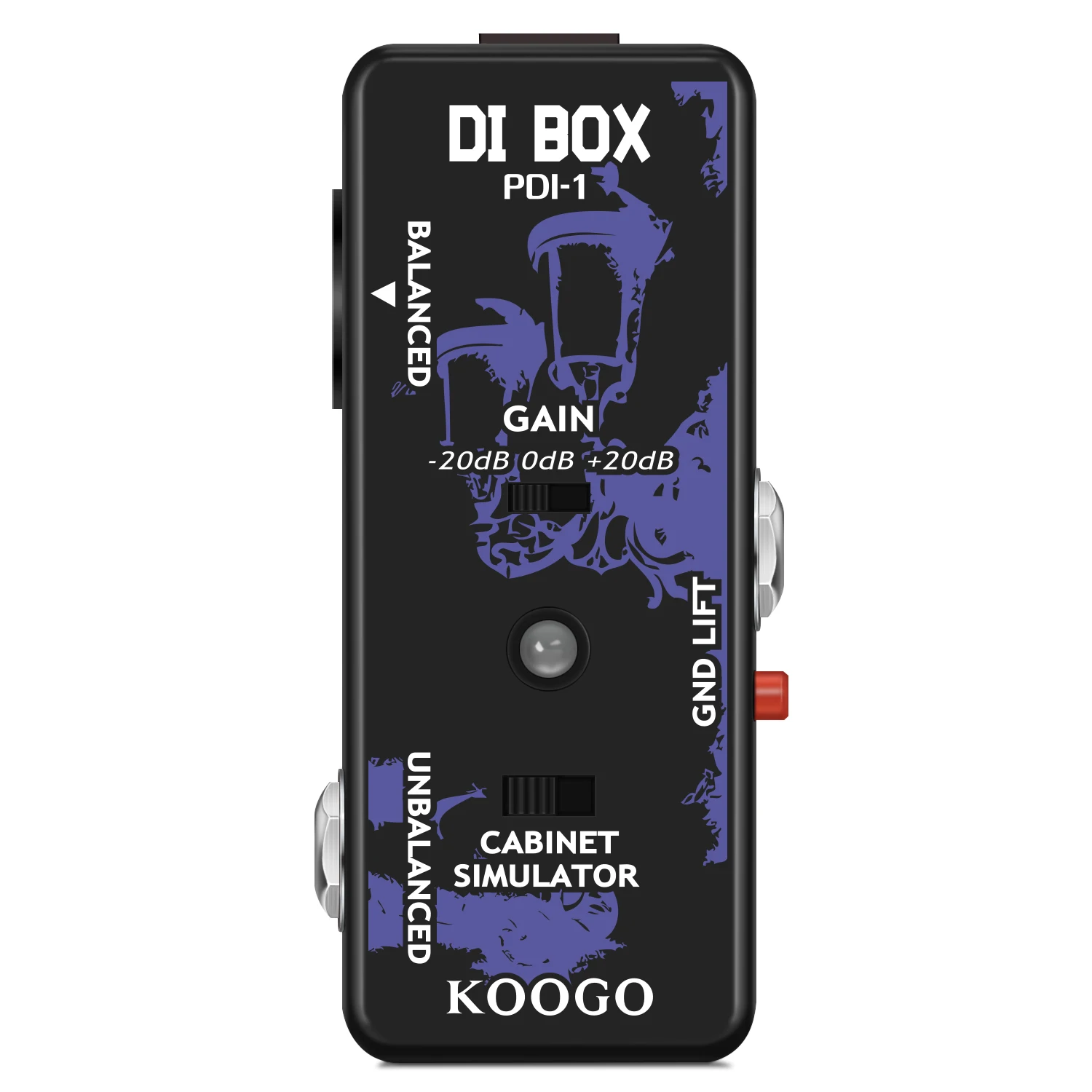 Koogo Guitar Direct Box Guitar Bass Passive DI Box With Cabinet Simulator 1/4 and XLR Full Metal Mini Size True Bypass LEF-331