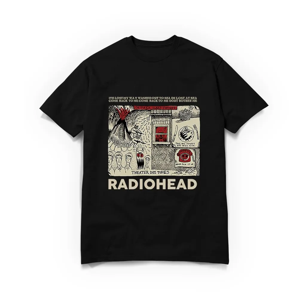 Radiohead Vintage Men's T Shirt Cotton Casual Top Tee Short Sleeve Brand Summer Tshirt Oversized Women T-shirt Clothing 2024