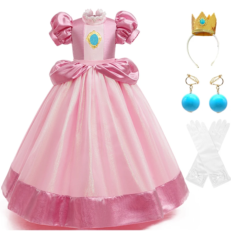 Peach Princess Role Playing Dress Girl Game Role Playing Costume Birthday Party Stage Performance Costume Complete Set of Access