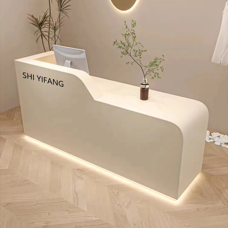 

Aesthetics Display Reception Desks Beauty Logo Office Salon Reception Desks Modern Design Indoor Biurko Do Recepcji Furniture