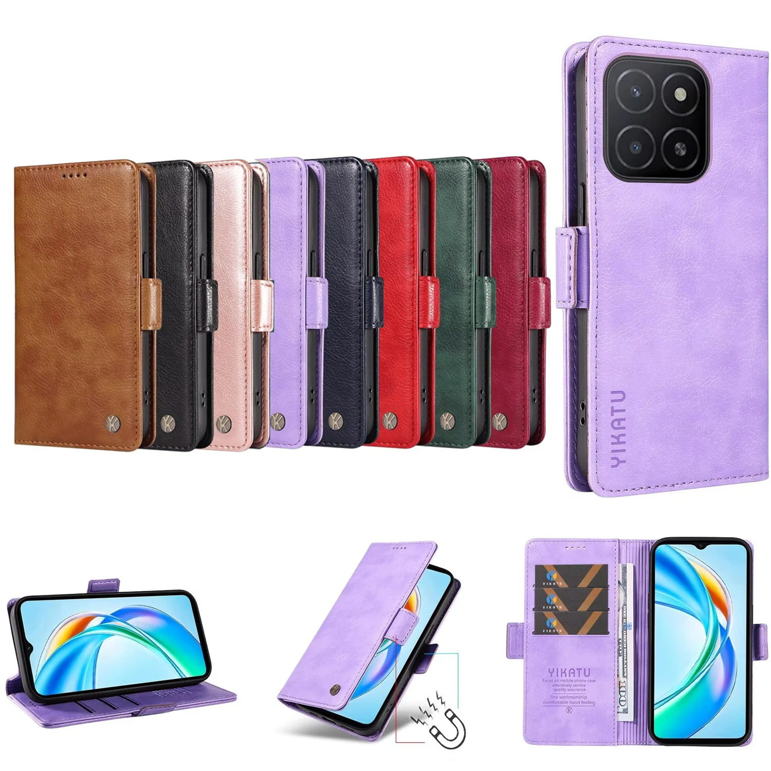 

Wallet Leather Case Flip For Huawei Honor Magic 5 6 Pro 200 Lite 90 Smart 70 50 X8 5G X7C 4G X7B X7A X7 X6s X6B X6A X6 X5B Plus