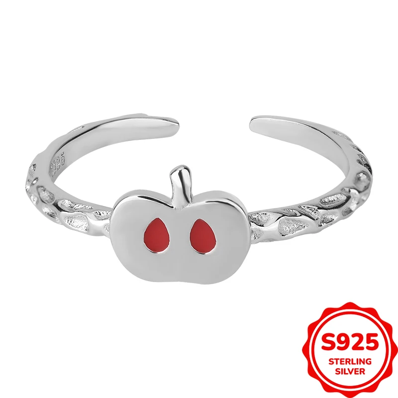 

Fashion Commuting Authentic S925 Silver Open Little Apple Light Luxury Personalized Ring