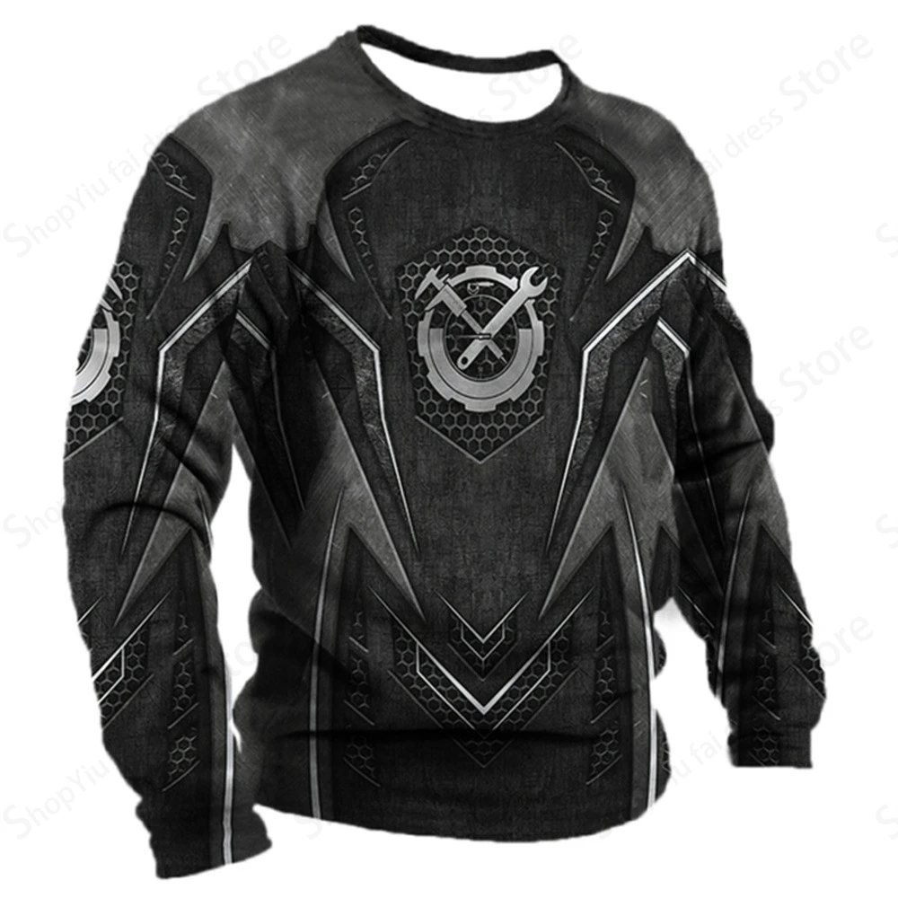 

Long Sleeve T-shirt 3d Mechanic Print T-shirt Men Women Fashion Tops Tees Vintage T Shirt Outdoor Street Y2K Men's Clothing