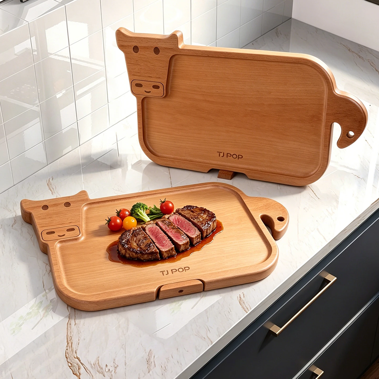 Cute Cow-Shaped Steak Board,Red Rosewood Cutting Board,Cartoon-Themed Snack Plates And Table Decorations For Bread Fruit Cheese