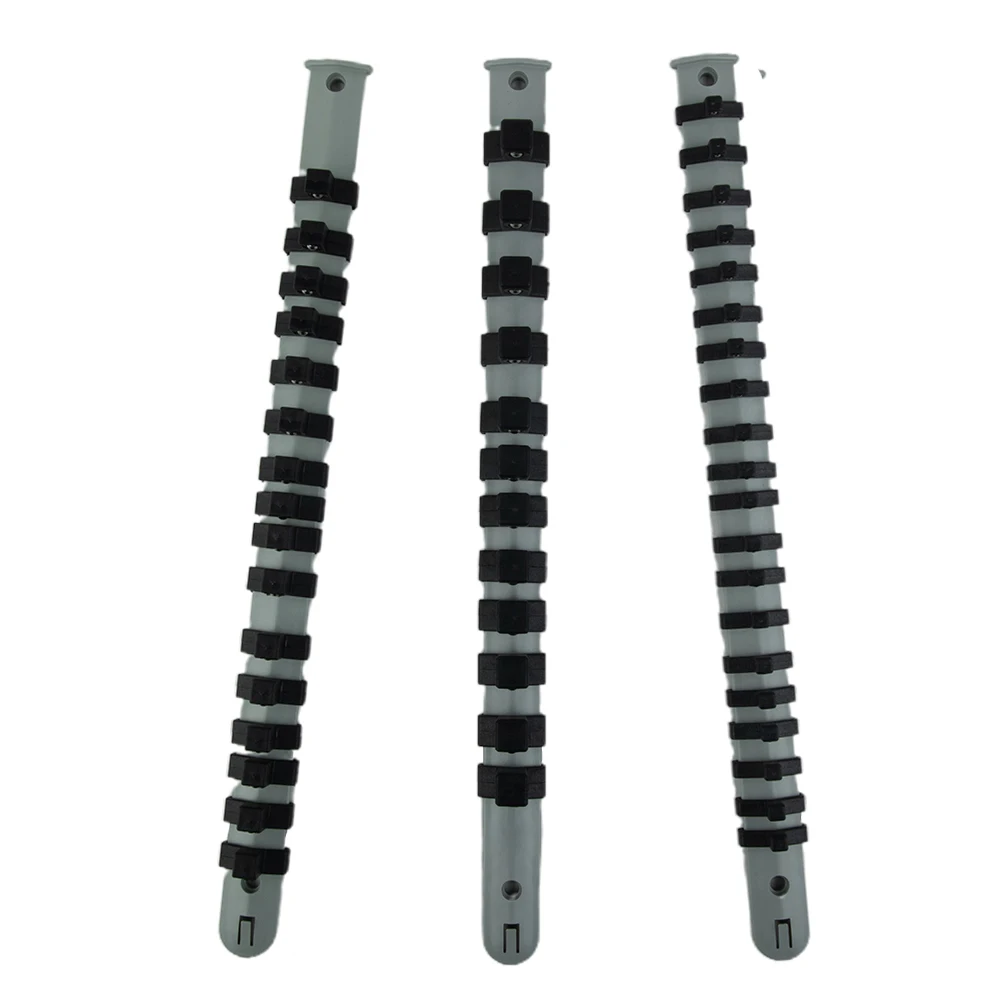 3 قطعة حامل السكك الحديدية المقبس التخزين المنظم 34 سنتيمتر/14 بوصة رمادي + أسود أدوات يدوية مصممة لتخزين مآخذ فضفاضة