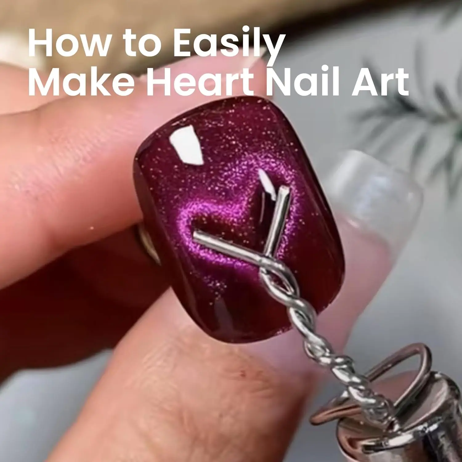 YIKOOLIN Cat Eye Heart Magnet for Nails 5 Wires with Cylindrical Magnet Cat Eye Tool for Heart Cat Eye Nail Art Salon or Home