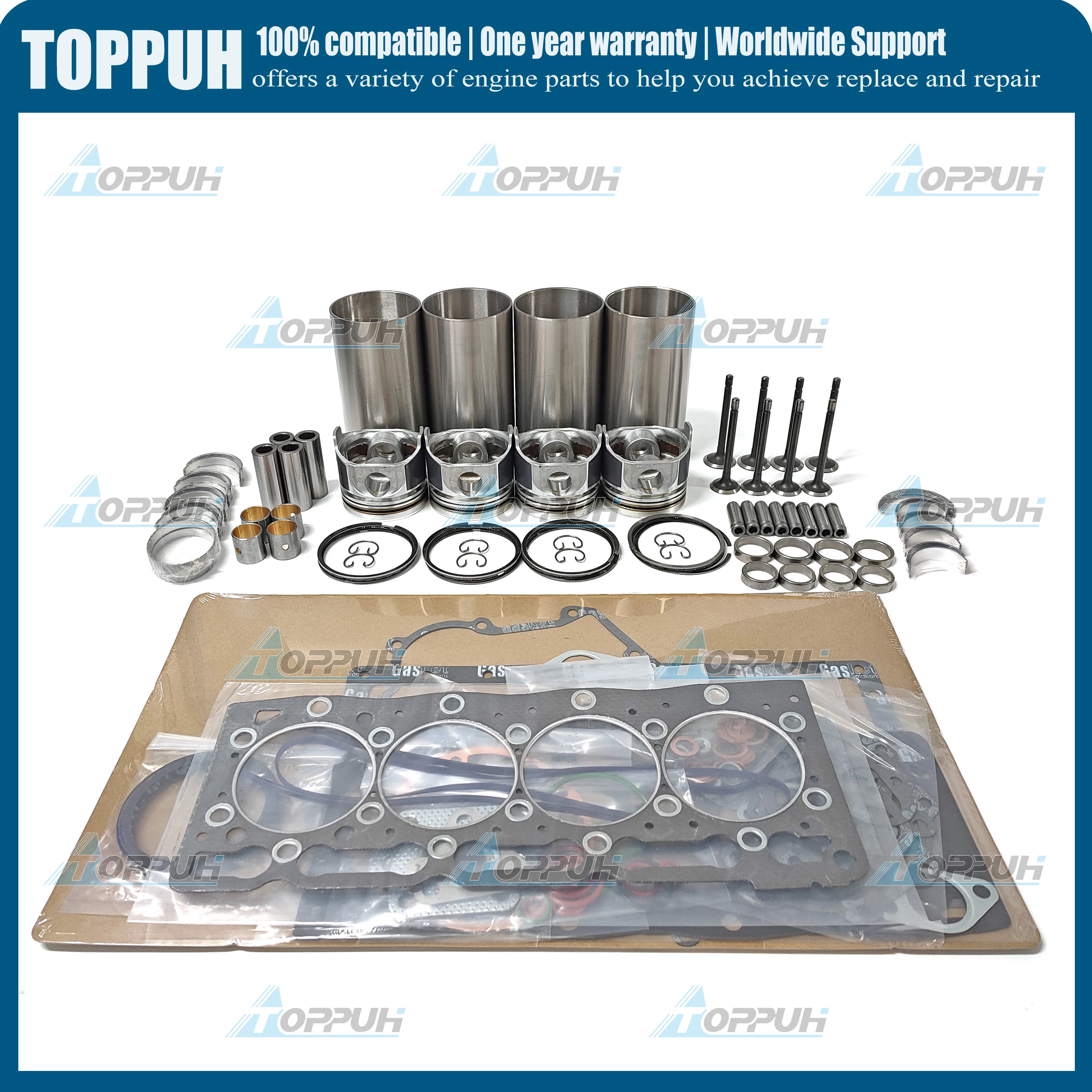 V1505 V1505-E V1505T Overhaul Engine Rebuild Kit with Liner For Kubota B3200HSD B3300S Tractor KX71H KX91-2 Bobca