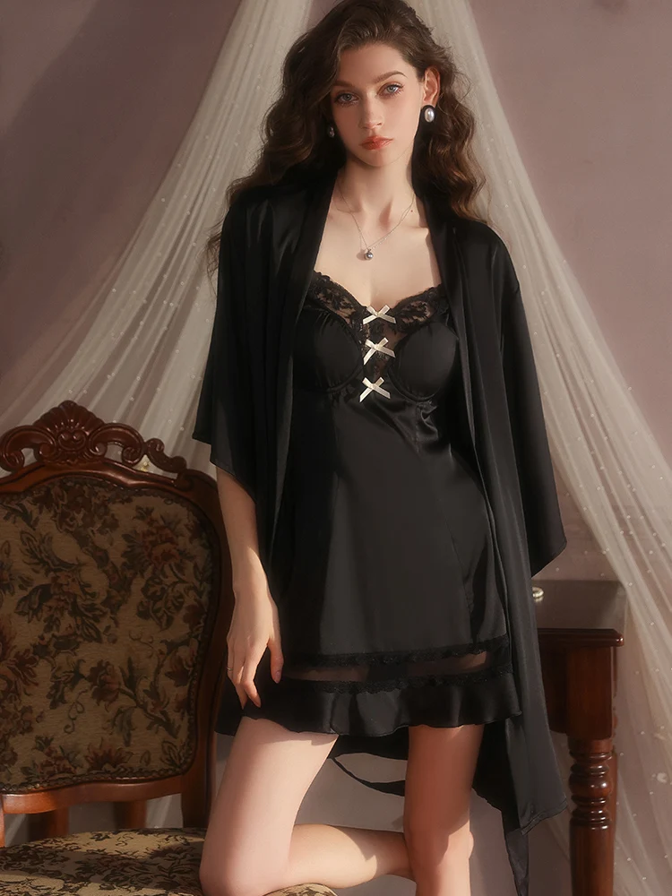 resextui-lace-trim-chemise-nightgown-with-padded-bra-sensual-backless-home-clothes-set-women's-short-sleeve-v-neck-gown
